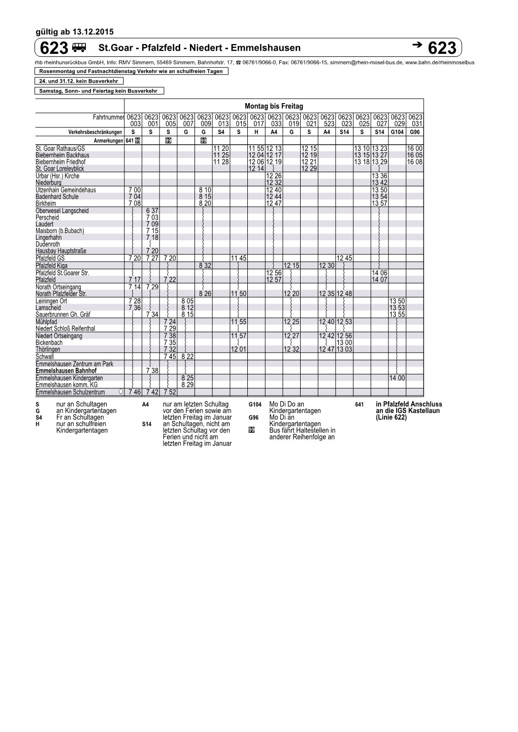 Fahrplan Linie