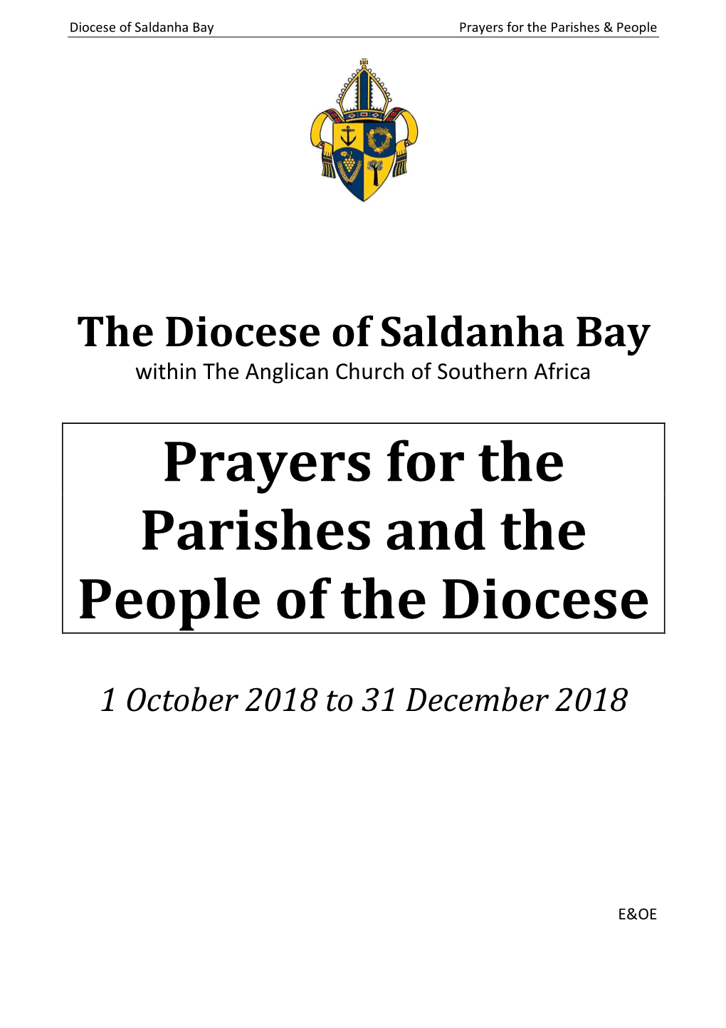 Prayers for the Parishes and the People of the Diocese