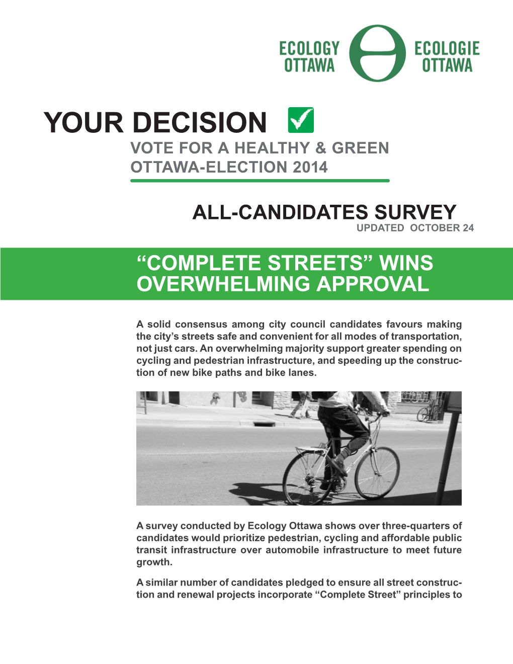 Your Decision Vote for a Healthy & Green Ottawa-Election 2014