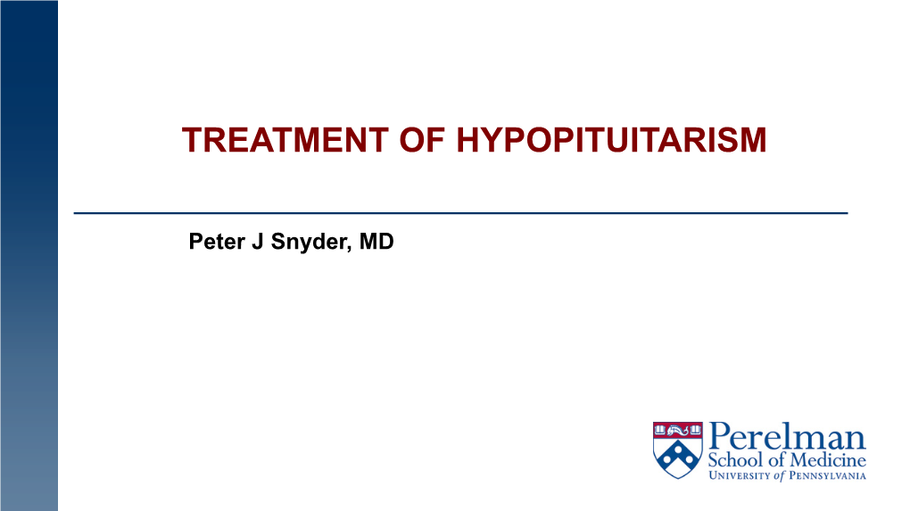 Treatment of Hypopituitarism