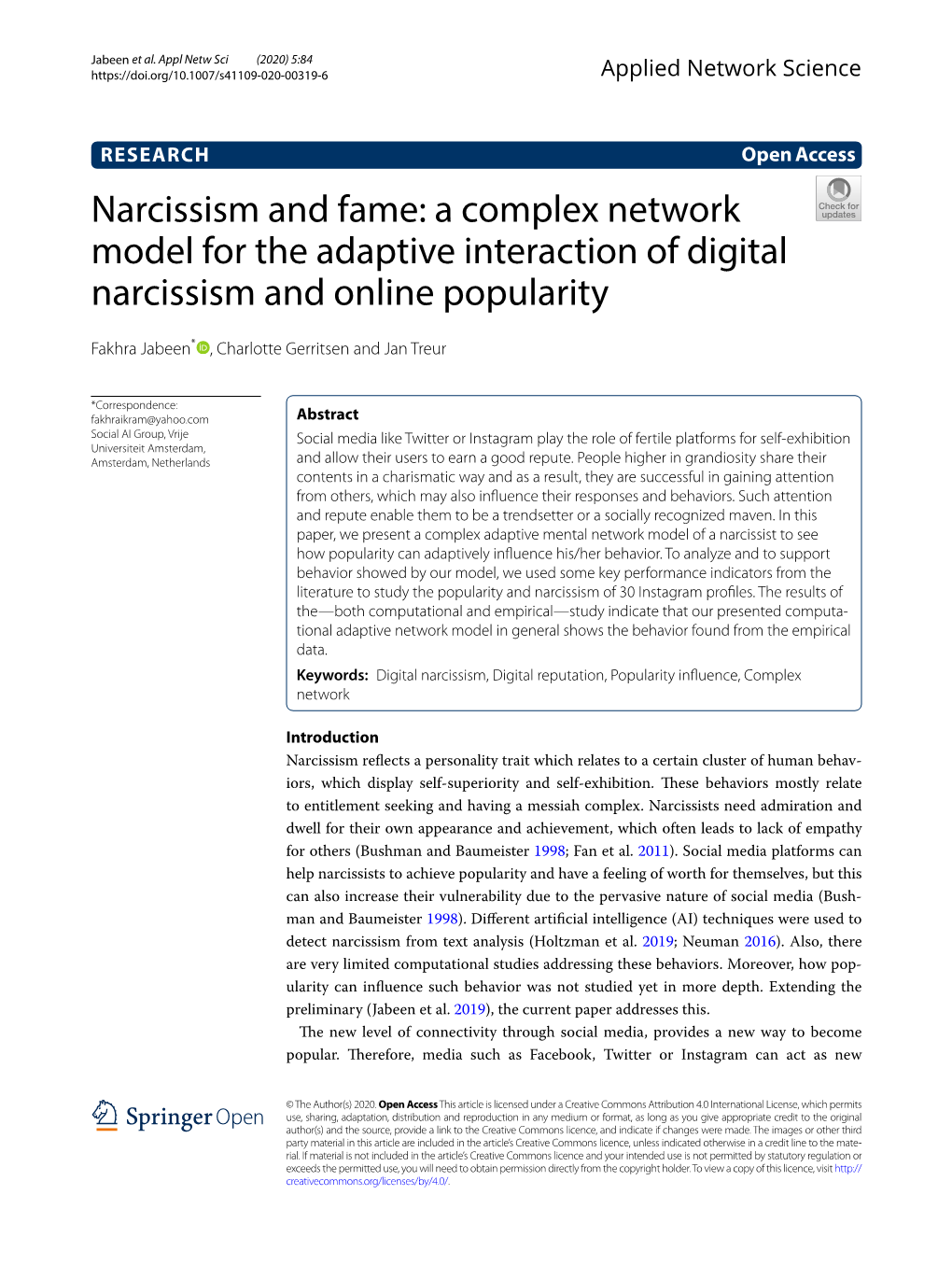 Narcissism and Fame: a Complex Network Model for the Adaptive Interaction of Digital Narcissism and Online Popularity