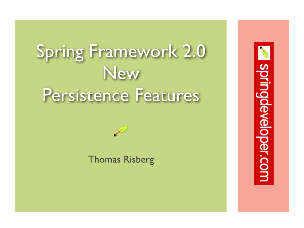 Spring Framework 2.0 New Persistence Features