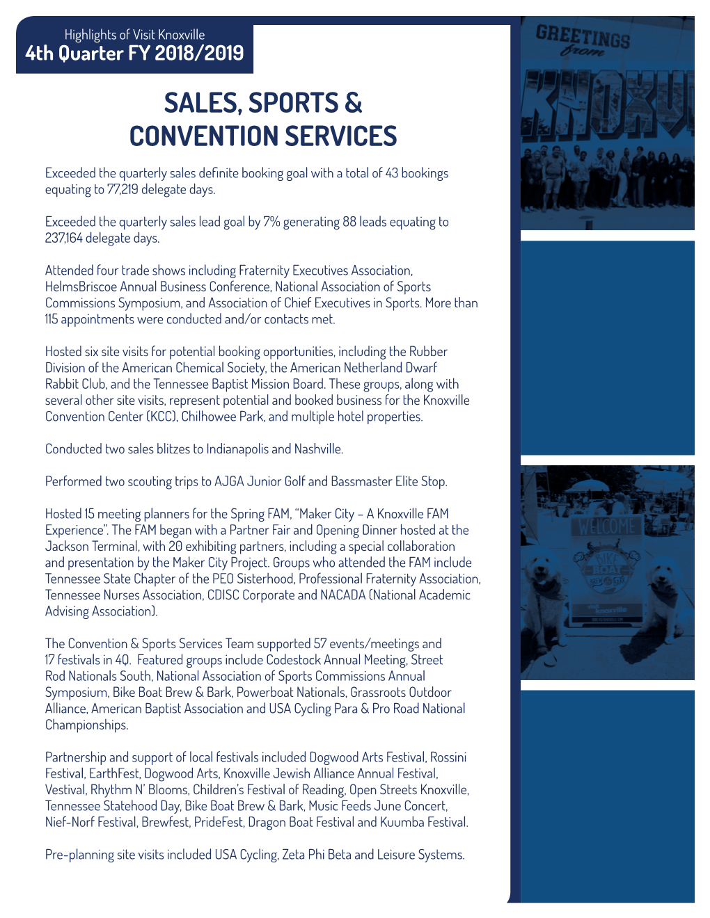 Sales, Sports & Convention Services