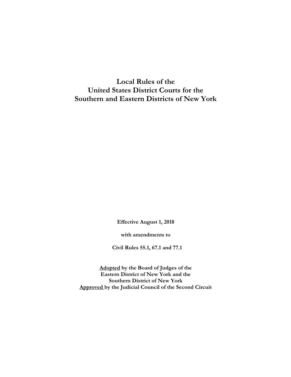 Local Rules of the United States District Courts for the Southern and Eastern Districts of New York