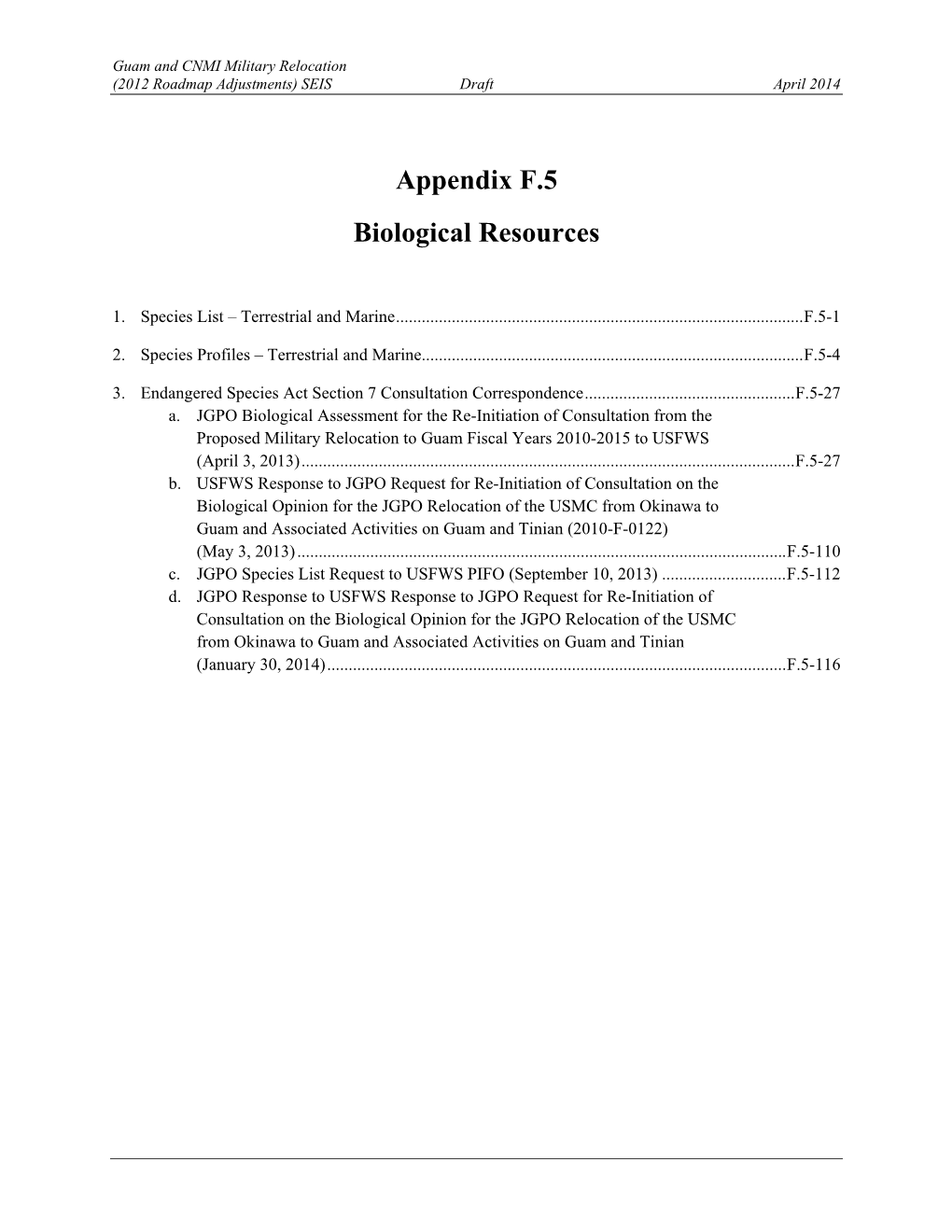 Appendix F.5 Biological Resources