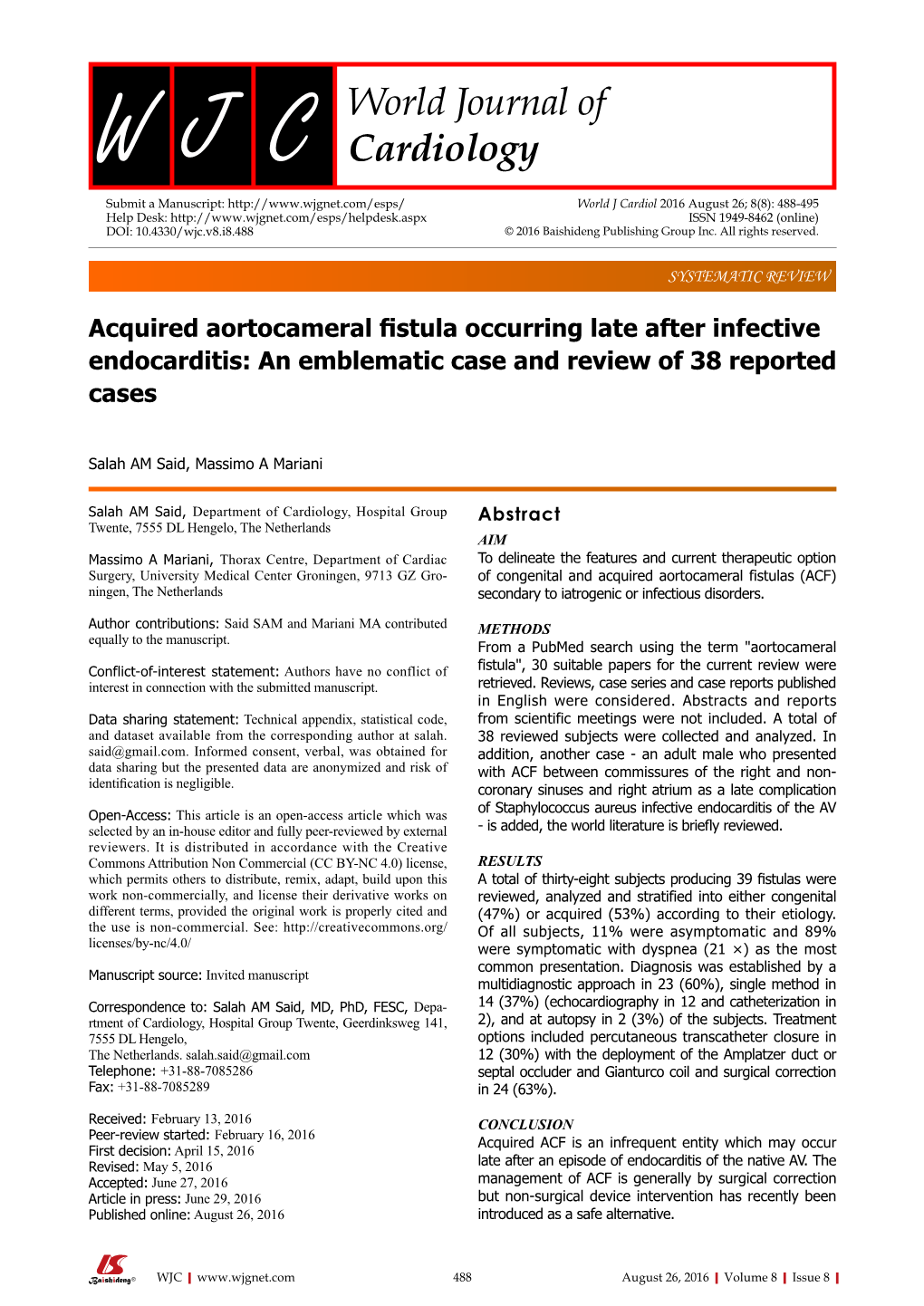 World Journal of Cardiology