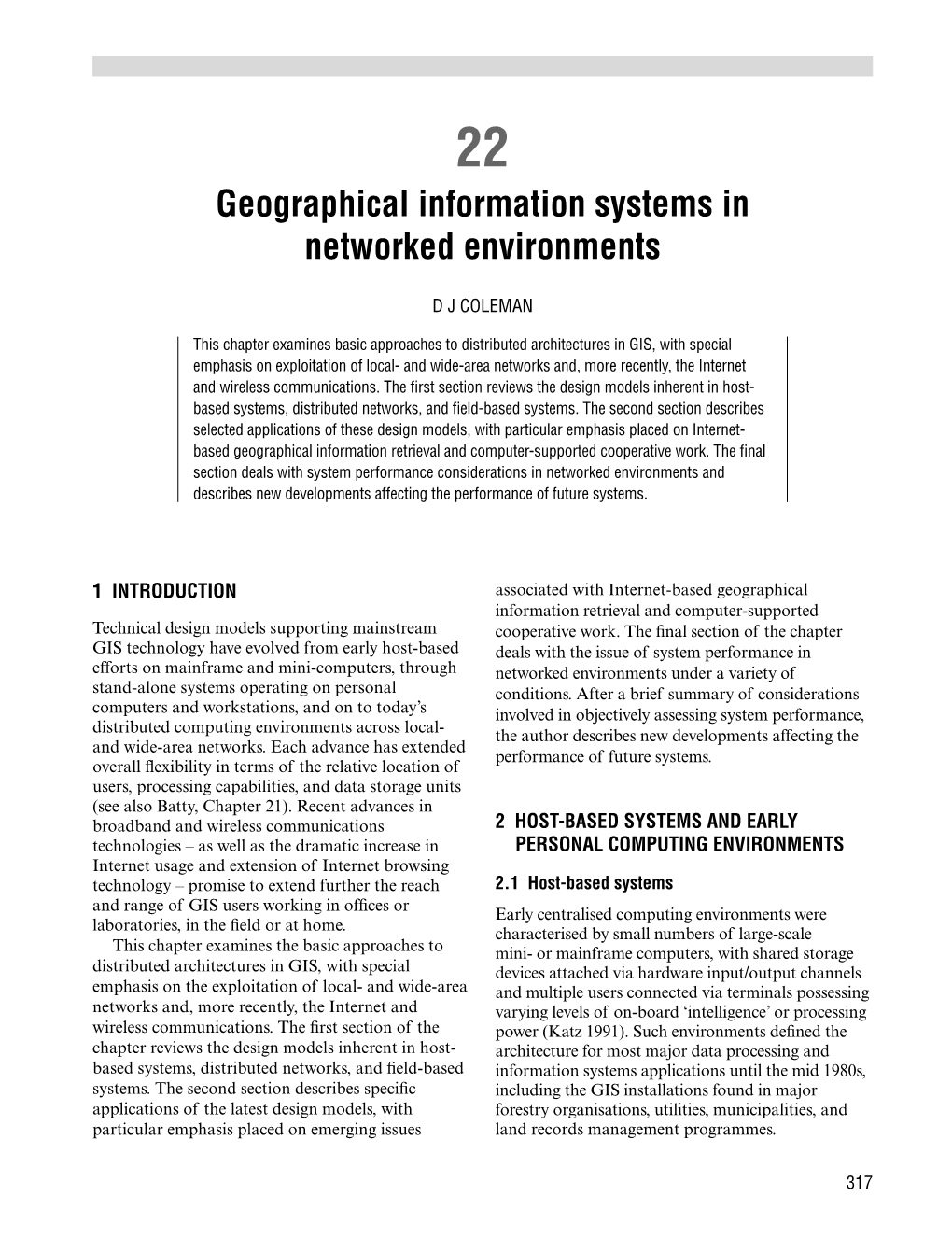 Geographical Information Systems in Networked Environments