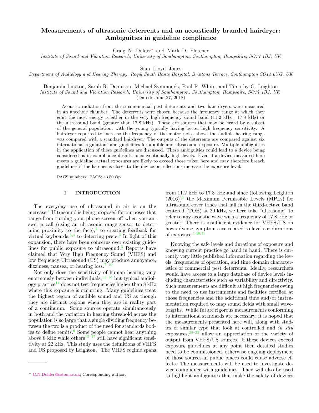 Measurements of Ultrasonic Deterrents and an Acoustically Branded Hairdryer: Ambiguities in Guideline Compliance