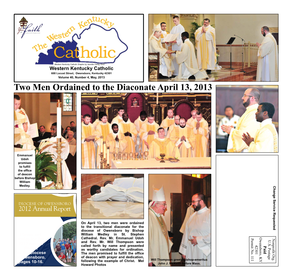 Two Men Ordained to the Diaconate April 13, 2013