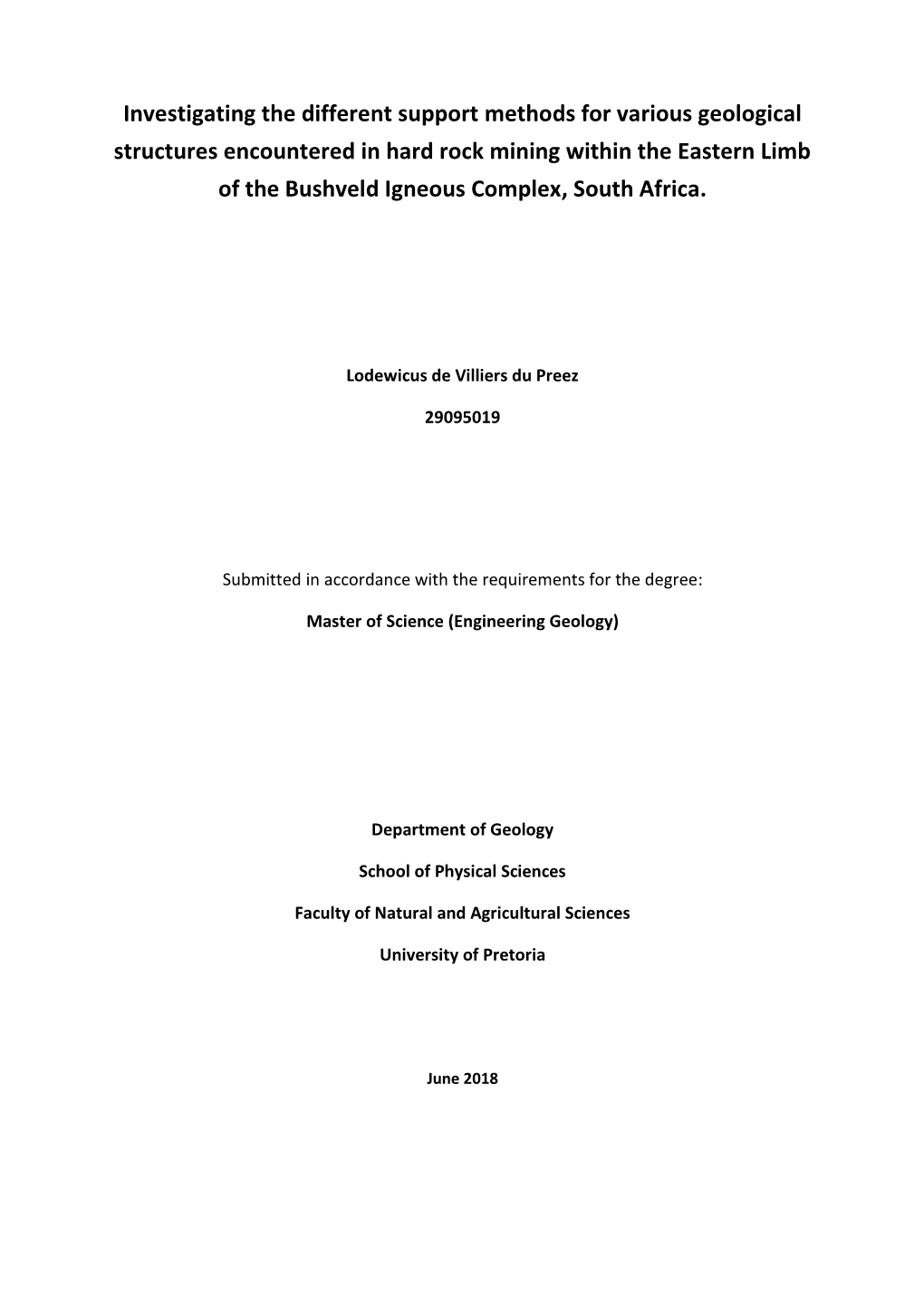 Msc Engineering Geology