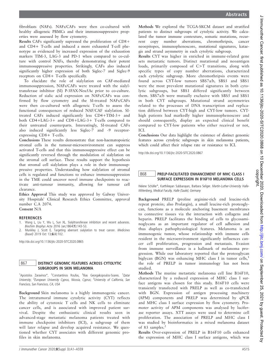 868 PRELP-Facilitated Enhancement of MHC Class I Surface Expression