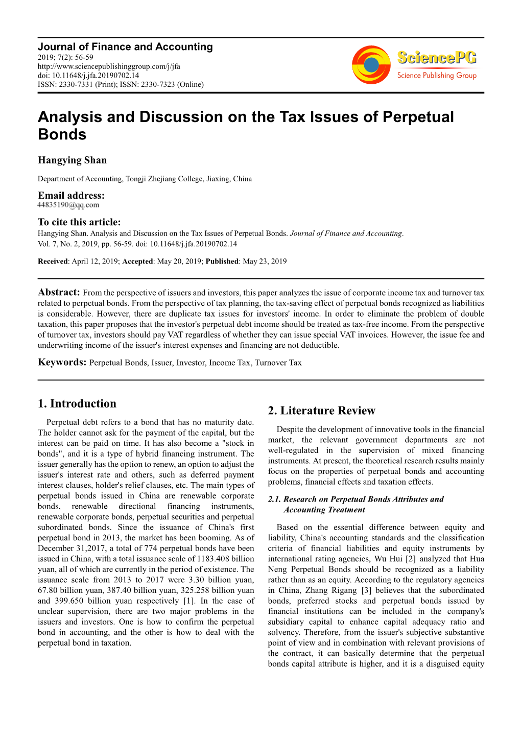 Analysis and Discussion on the Tax Issues of Perpetual Bonds