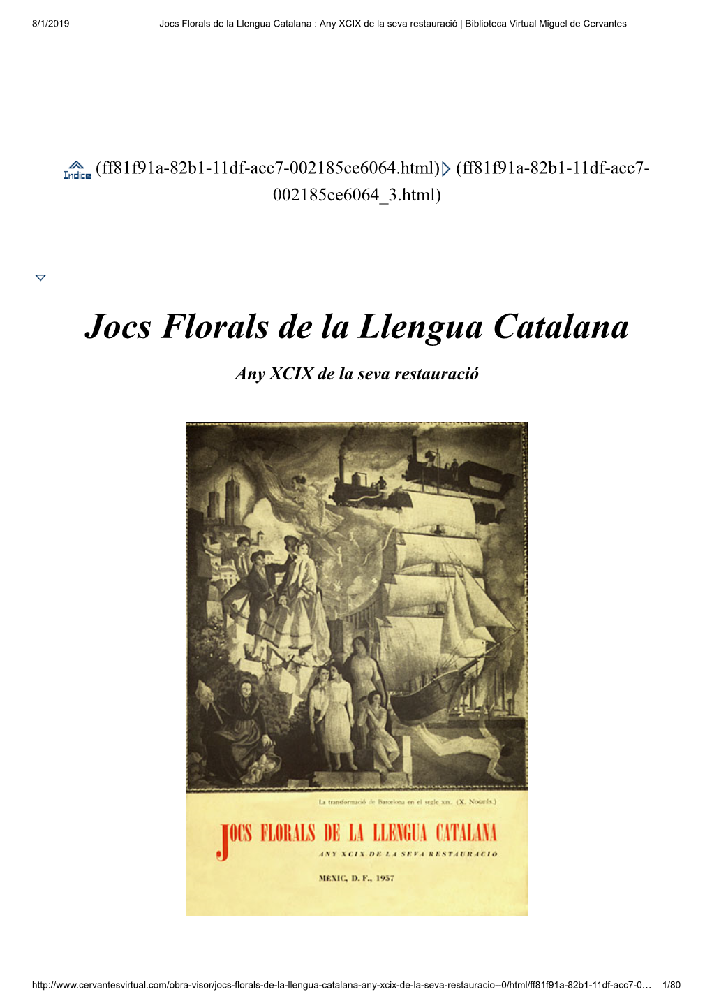 Jocs Florals De La Llengua Catalana : Any XCIX De La Seva Restauració | Biblioteca Virtual Miguel De Cervantes