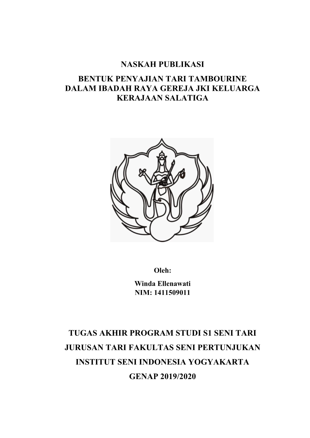 Naskah Publikasi Bentuk Penyajian Tari Tambourine Dalam Ibadah Raya Gereja Jki Keluarga Kerajaan Salatiga