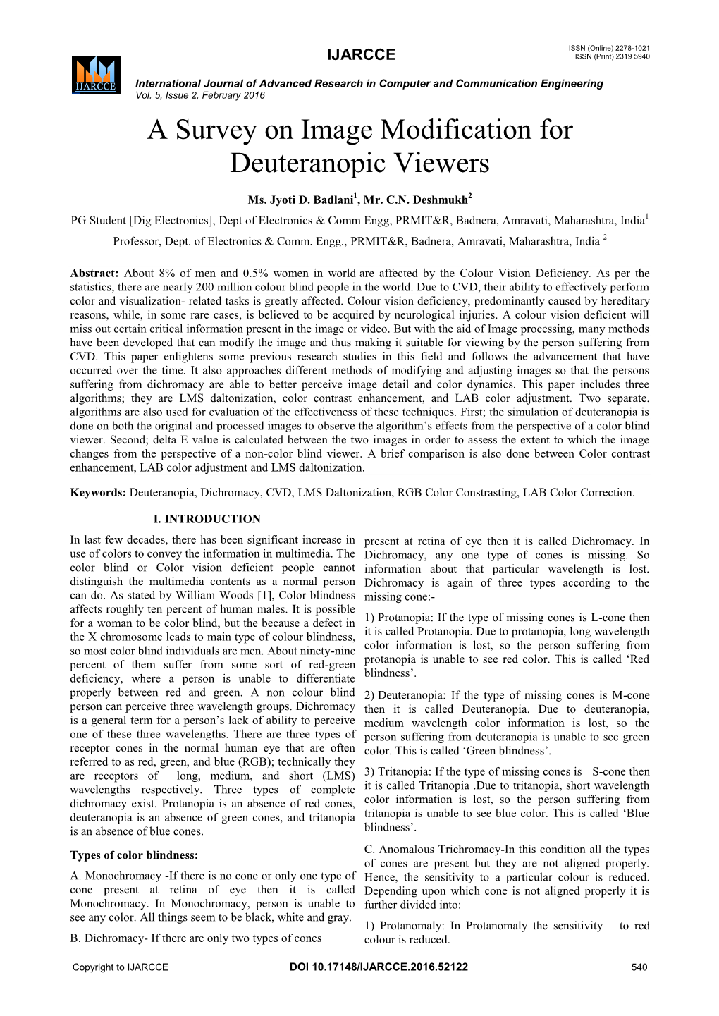 A Survey on Image Modification for Deuteranopic Viewers