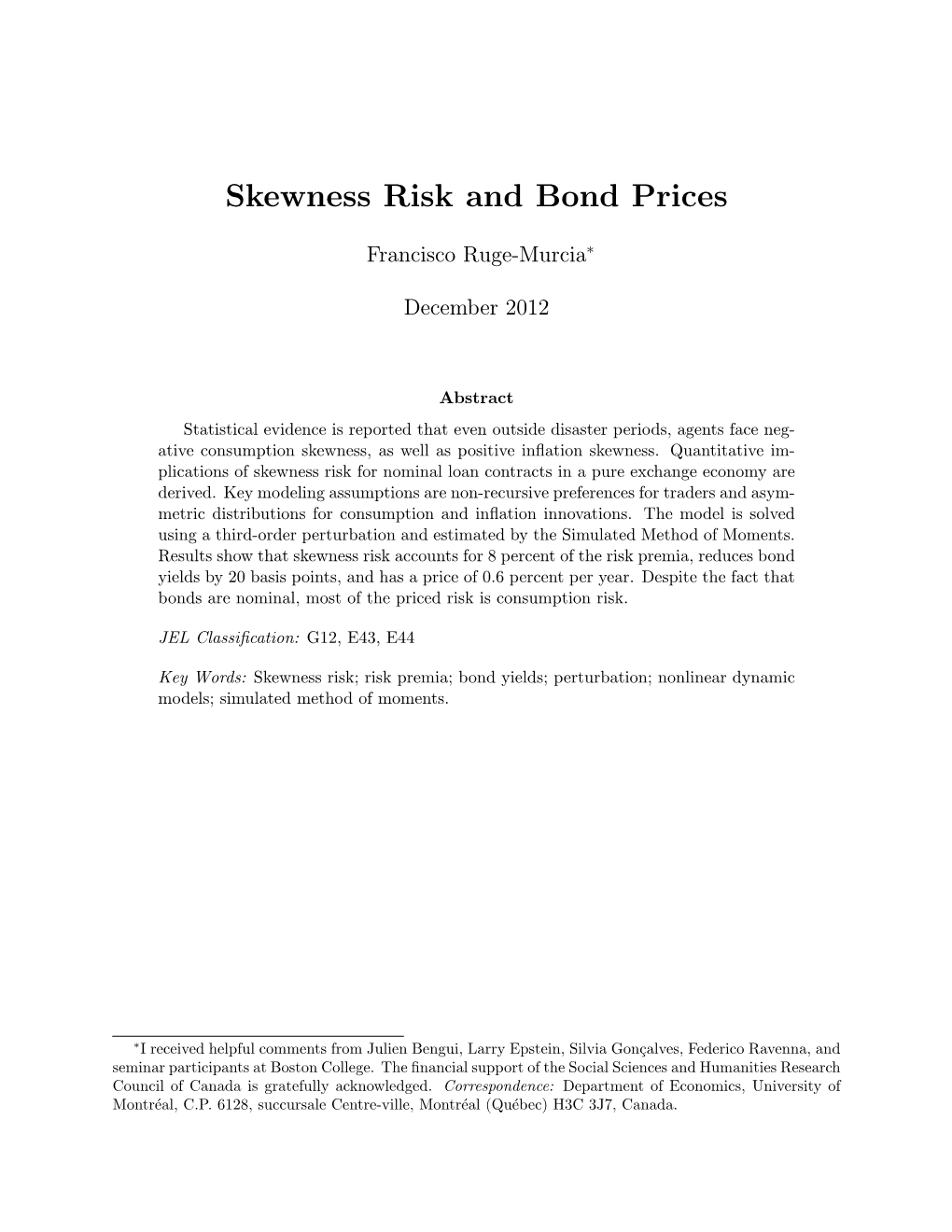 Skewness Risk and Bond Prices