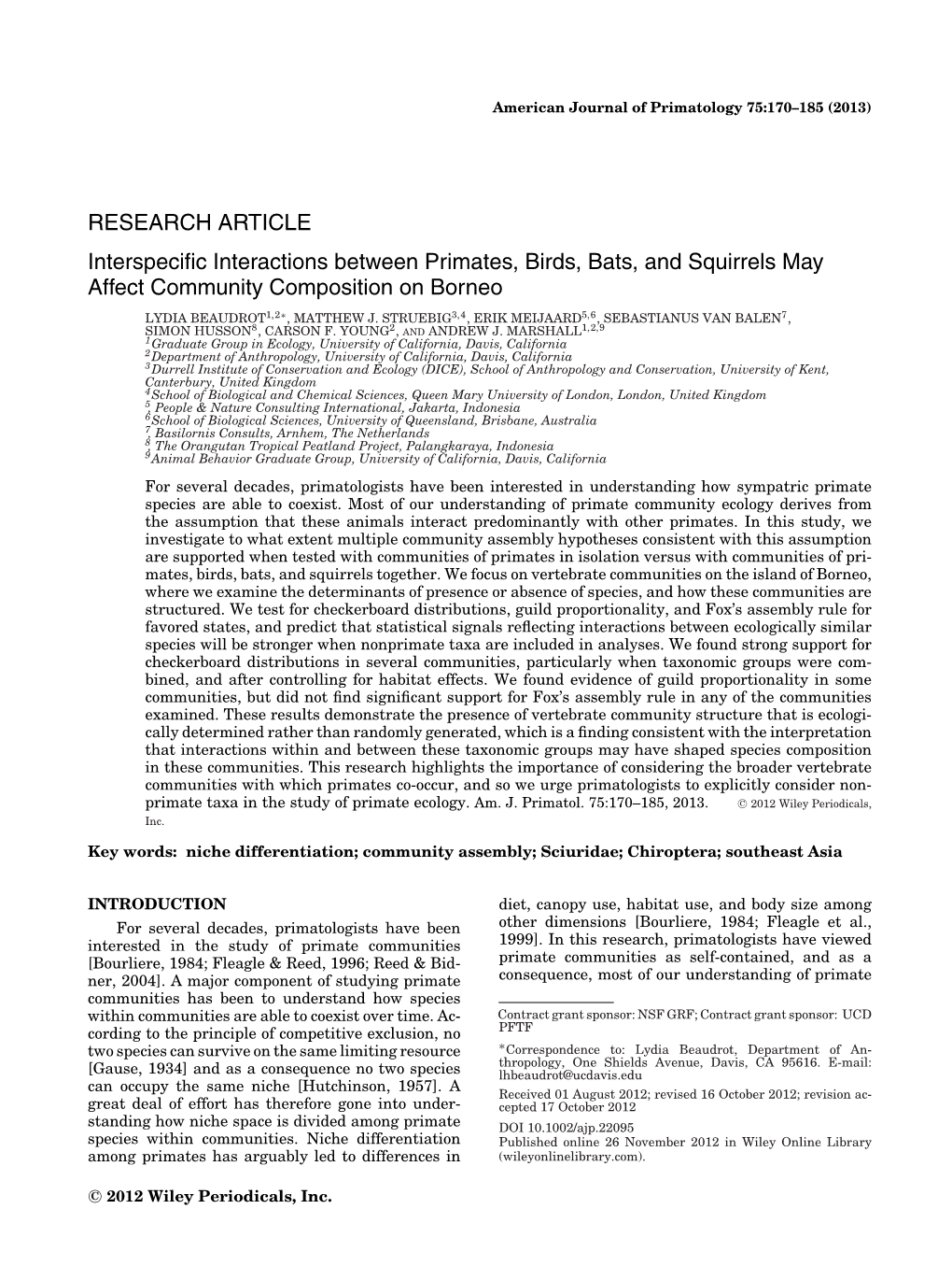 RESEARCH ARTICLE Interspecific Interactions Between Primates