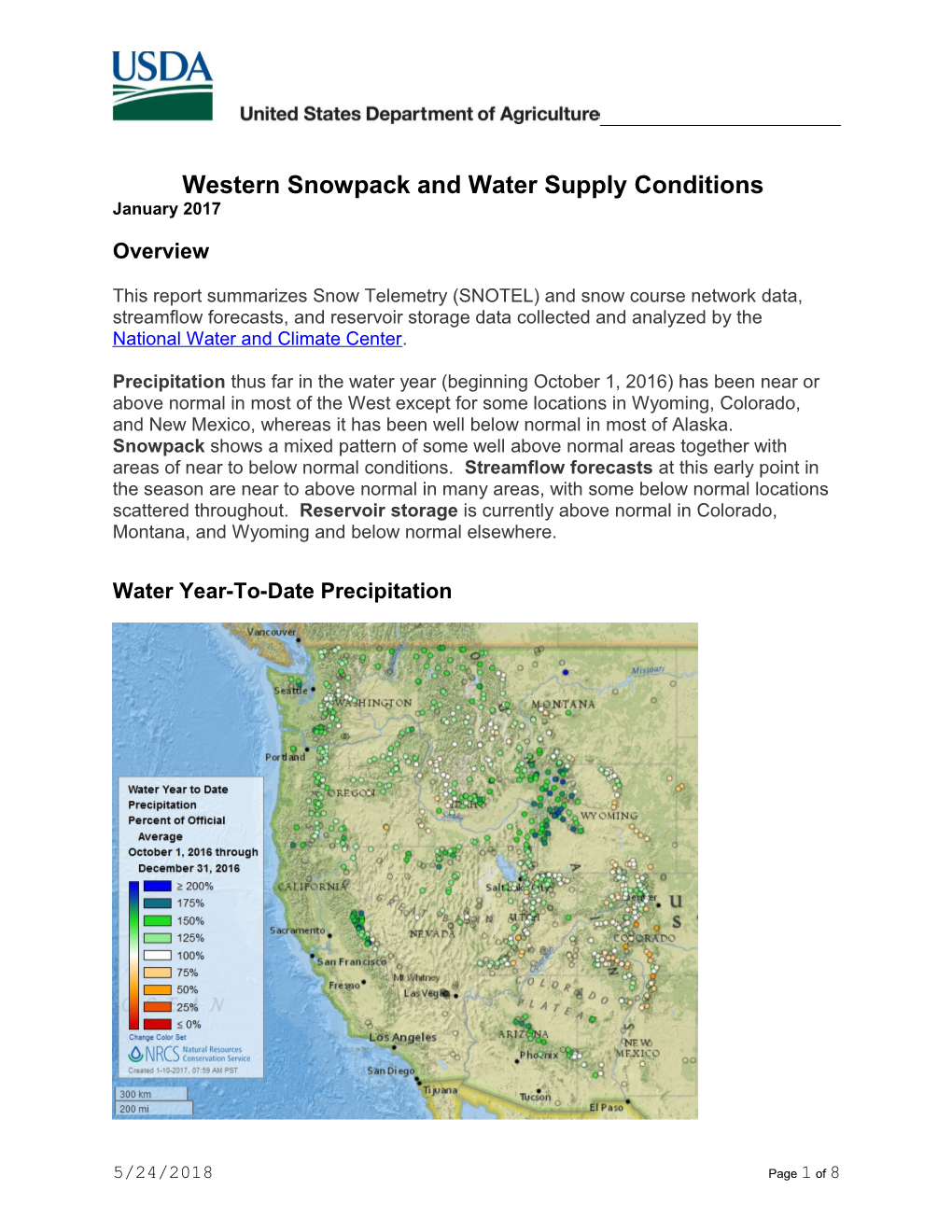 Western Snowpack and Water Supply Conditions s1