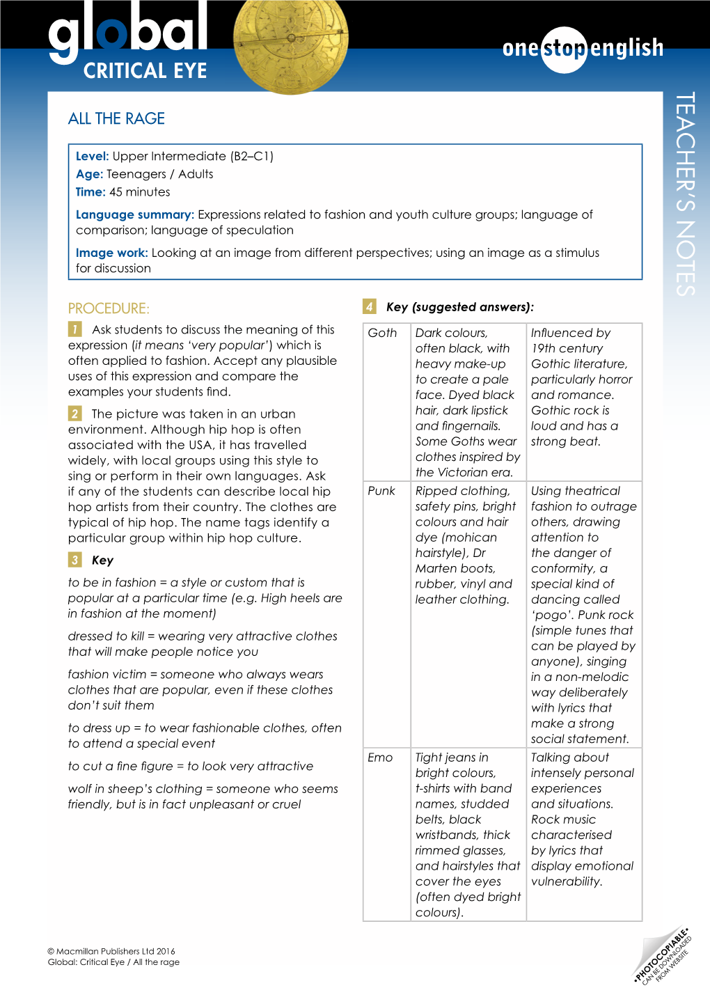 Global CRITICAL EYE TEACHER’S NOTES