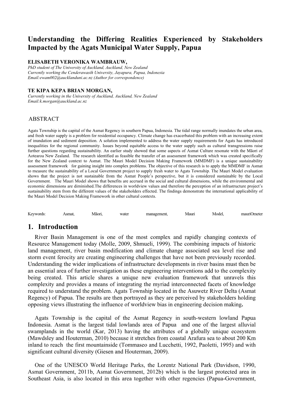 Understanding the Differing Realities Experienced by Stakeholders Impacted by the Agats Municipal Water Supply, Papua