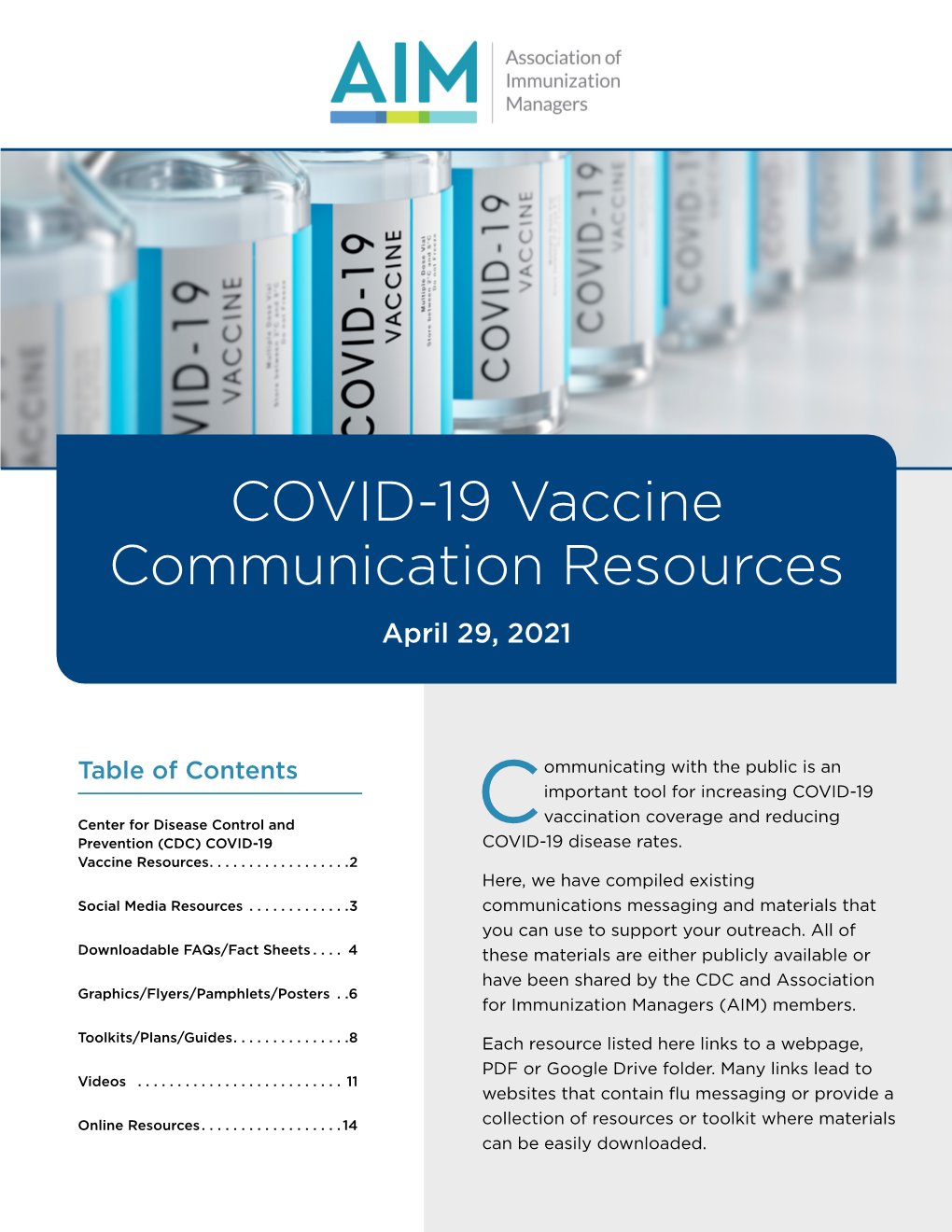 COVID-19 Vaccine Communication Resources April 29, 2021