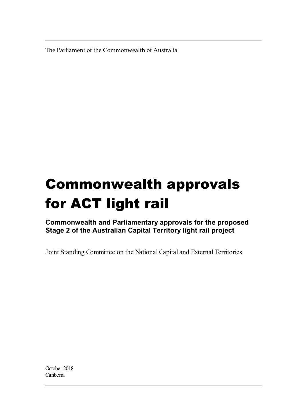 Commonwealth Approvals for ACT Light Rail