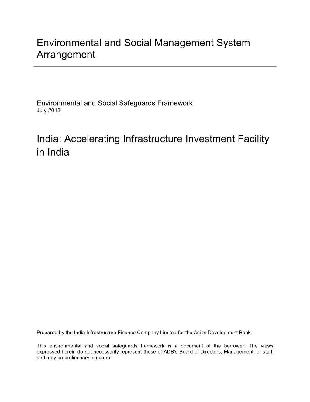 Financial Intermediary: Environmental and Social Management System