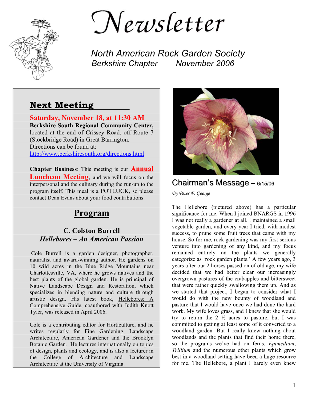 North American Rock Garden Society Next Meeting Program