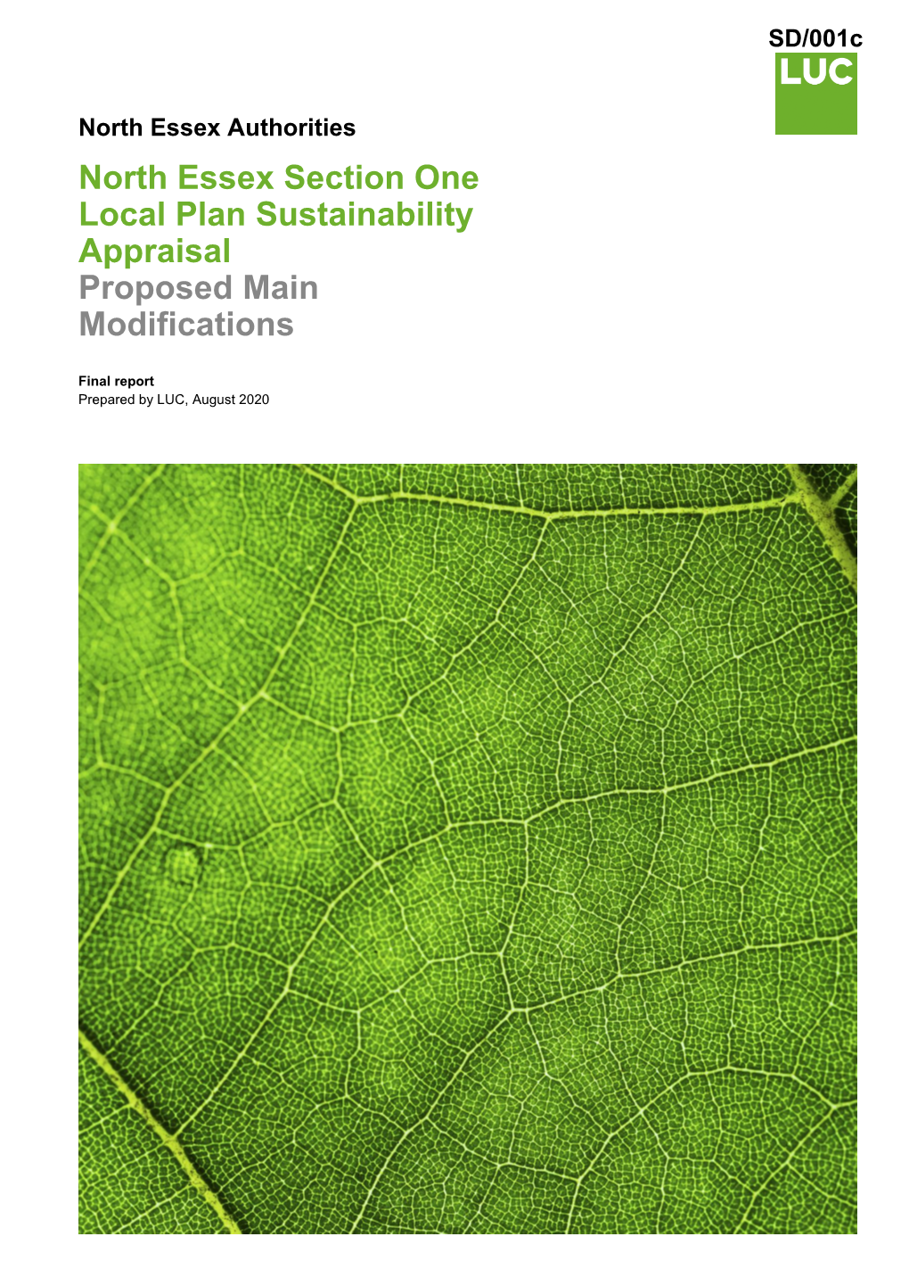 North Essex Section One Local Plan Sustainability Appraisal Proposed Main Modifications