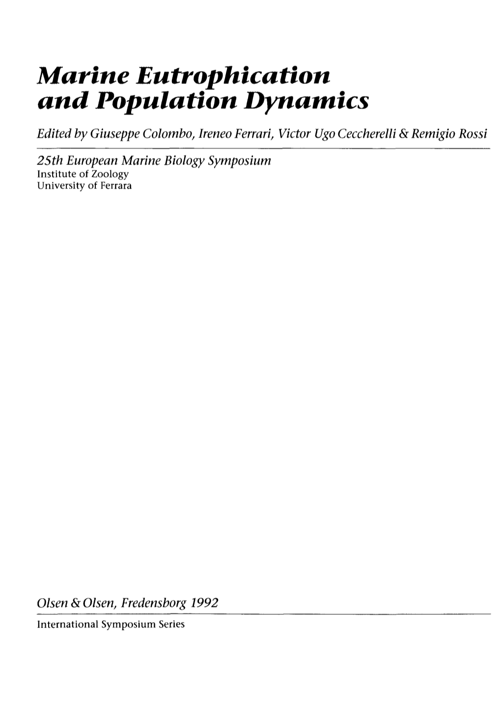 Marine Eutrophication and Population Dynamics