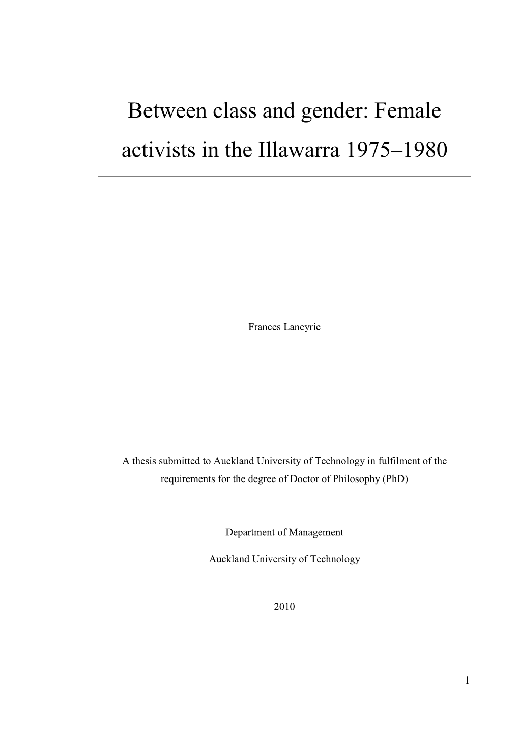 Female Activists in the Illawarra 1975–1980