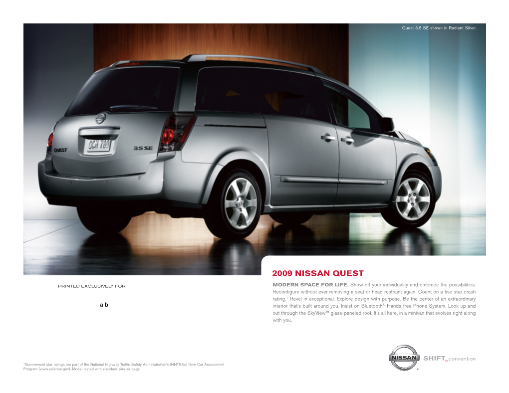 2009 Nissan Quest Minivan Brochure