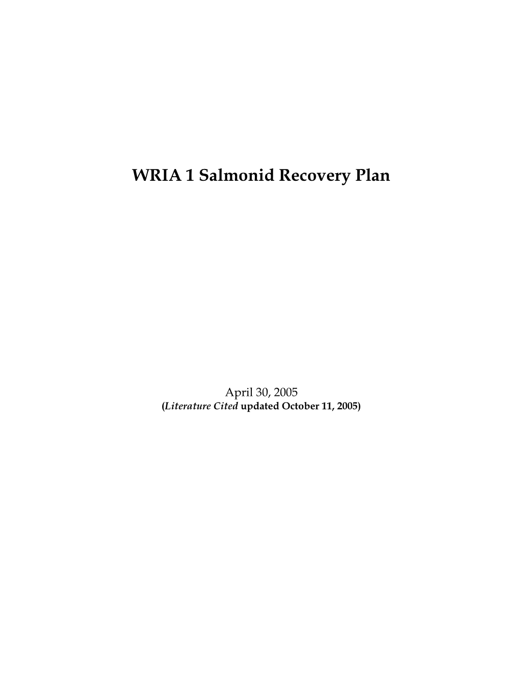 WRIA 1 Salmonid Recovery Plan