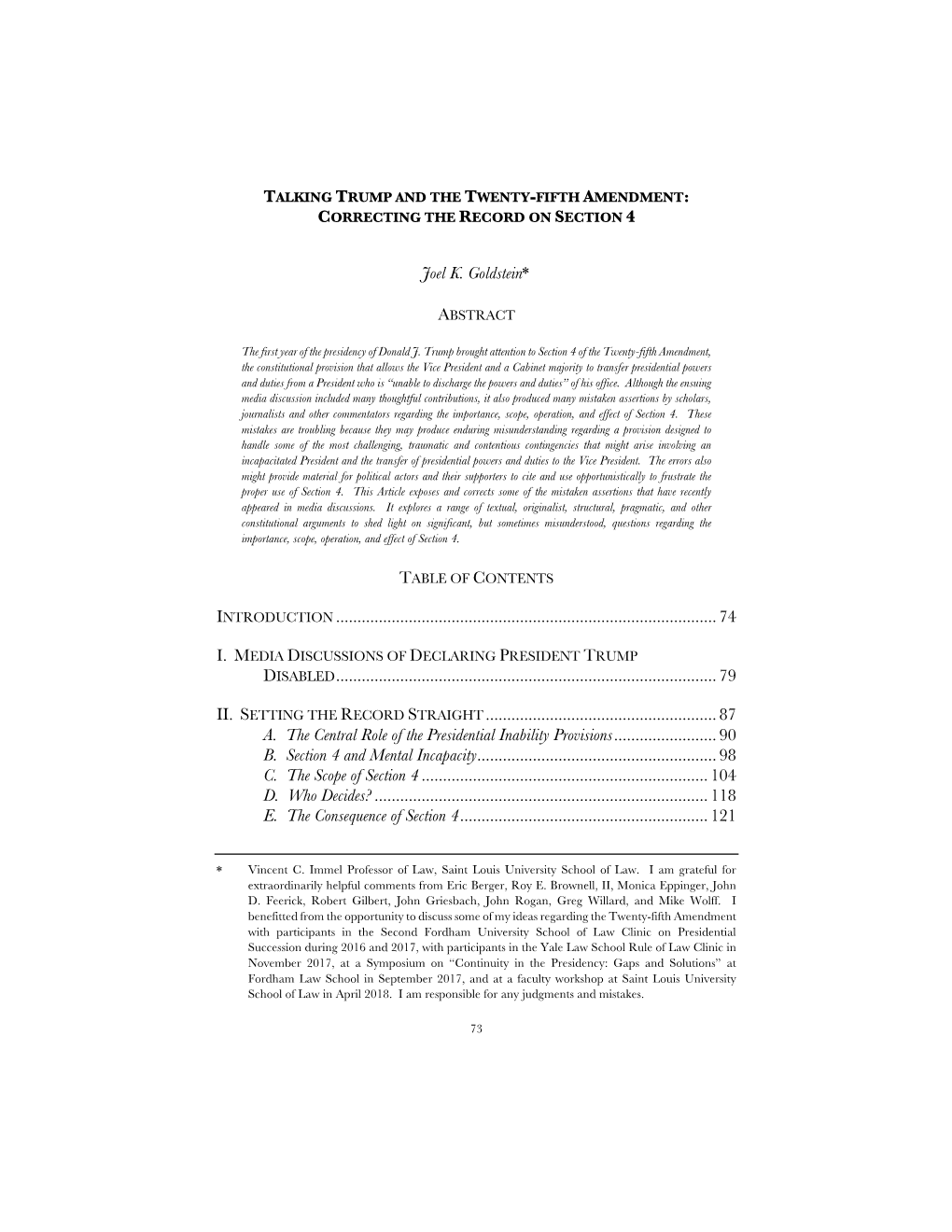 Talking Trump and the Twenty-Fifth Amendment: Correcting the Record on Section 4