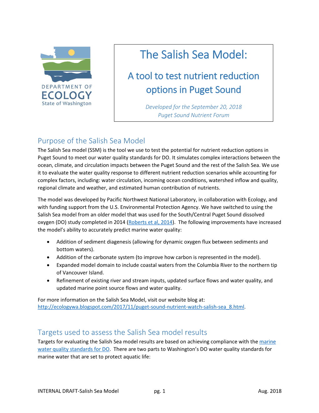 The Salish Sea Model: a Tool to Test Nutrient Reduction Options in Puget Sound