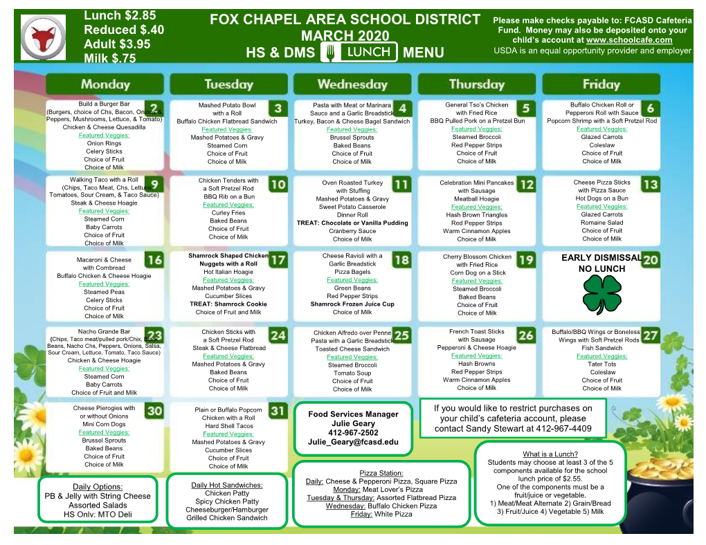 Fox Chapel Area School District March 2020 Hs & Dms