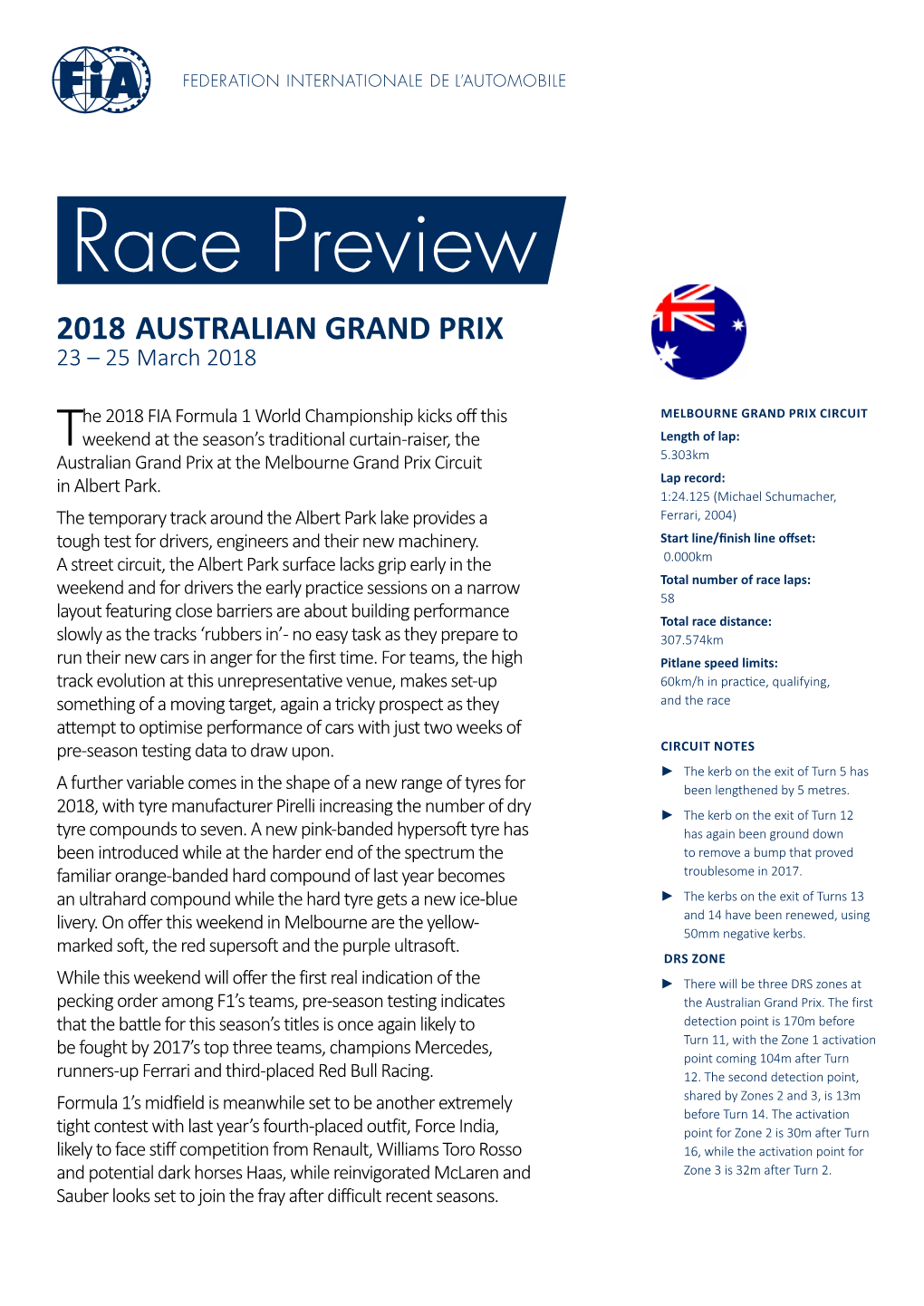 2018 AUSTRALIAN GRAND PRIX 23 – 25 March 2018