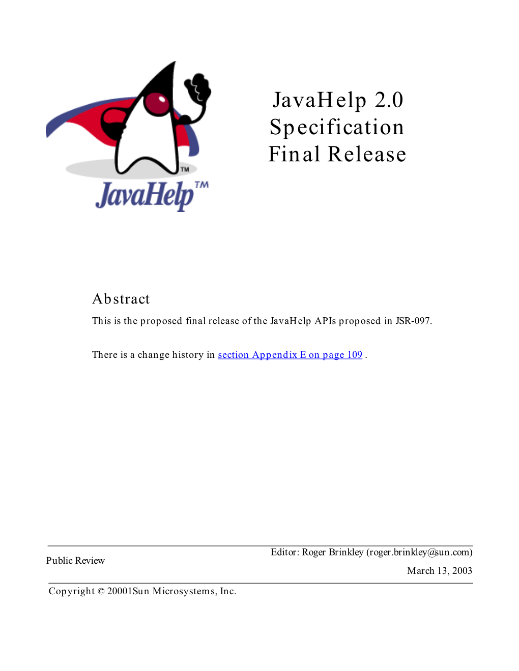 Javahelp 2.0 Specification Final Release
