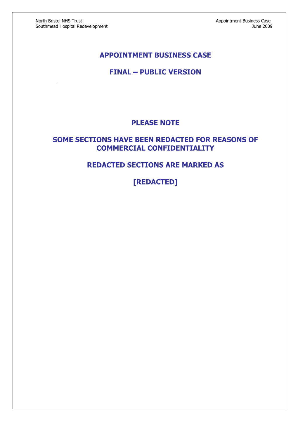 Appointment Business Case (Public Version Redactions Reviewed August 2015).Pdf