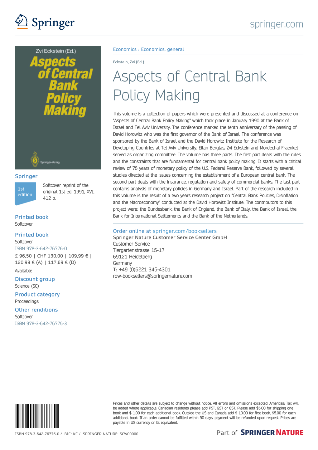 Aspects of Central Bank Policy Making