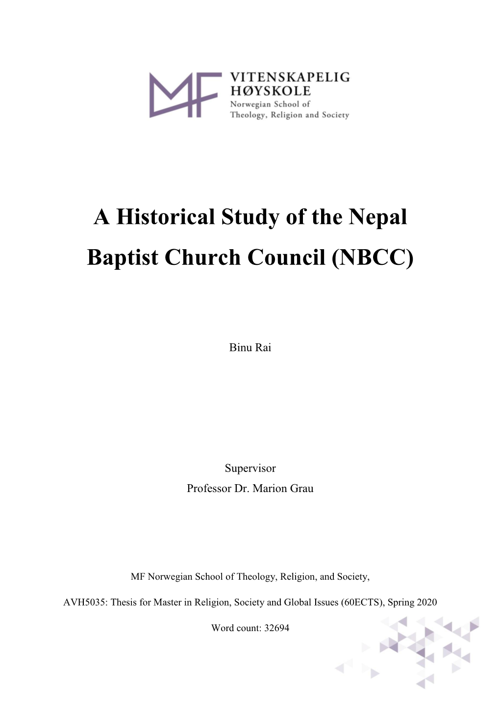 A Historical Study of the Nepal Baptist Church Council (NBCC)