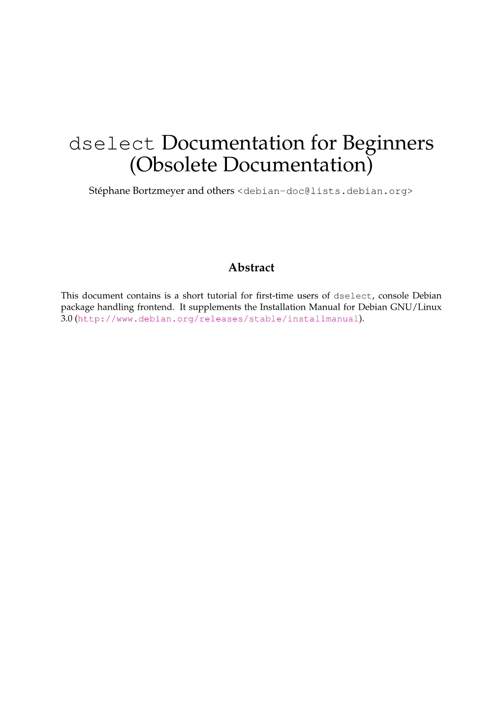 Dselect Documentation for Beginners