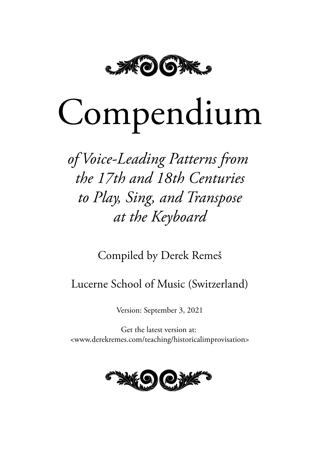 Of Voice-Leading Patterns from the 17Th and 18Th Centuries to Play, Sing, and Transpose at the Keyboard