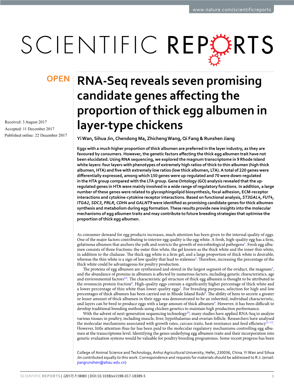 RNA-Seq Reveals Seven Promising Candidate Genes Affecting The