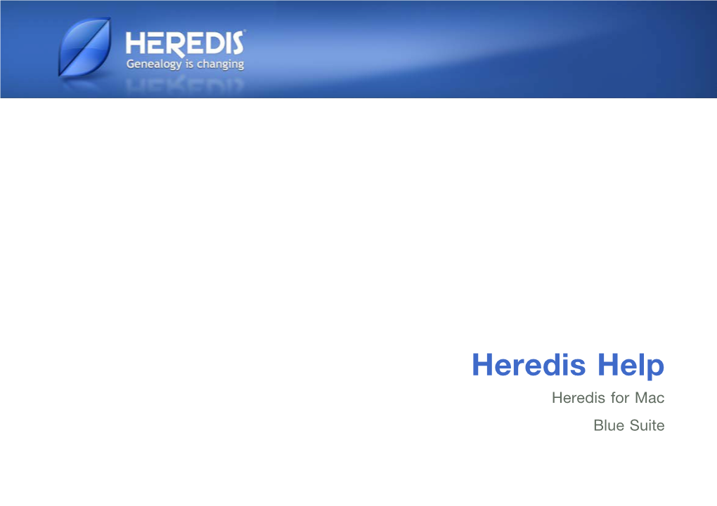 Heredis Help Heredis for Mac Blue Suite DISCOVER HEREDIS