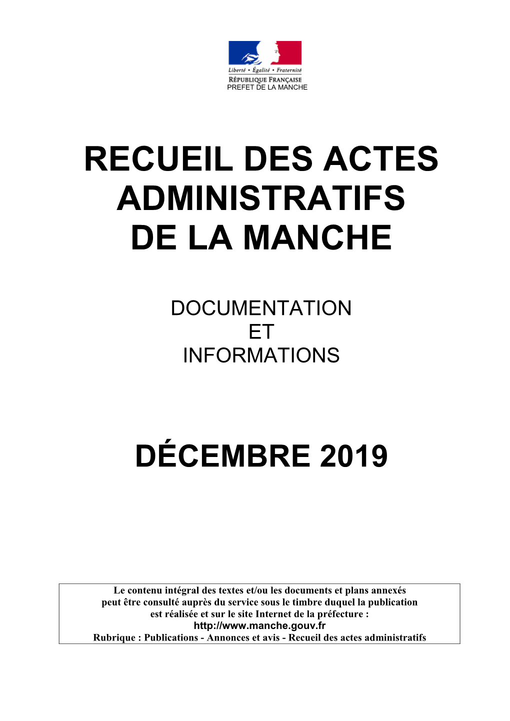 Recueil Des Actes Administratifs De La Manche