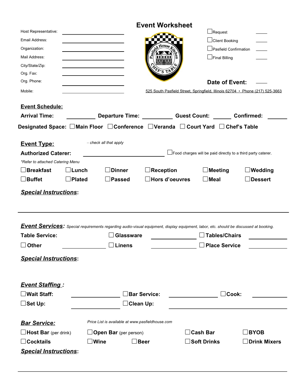 Event Worksheet