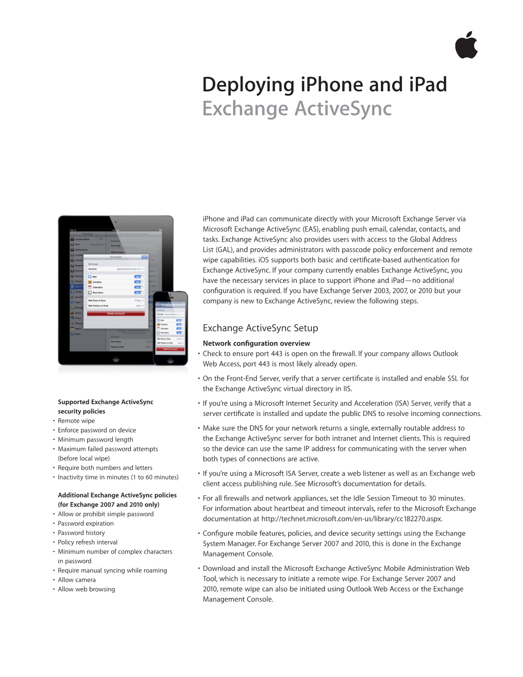 Deploying Iphone and Ipad Exchange Activesync