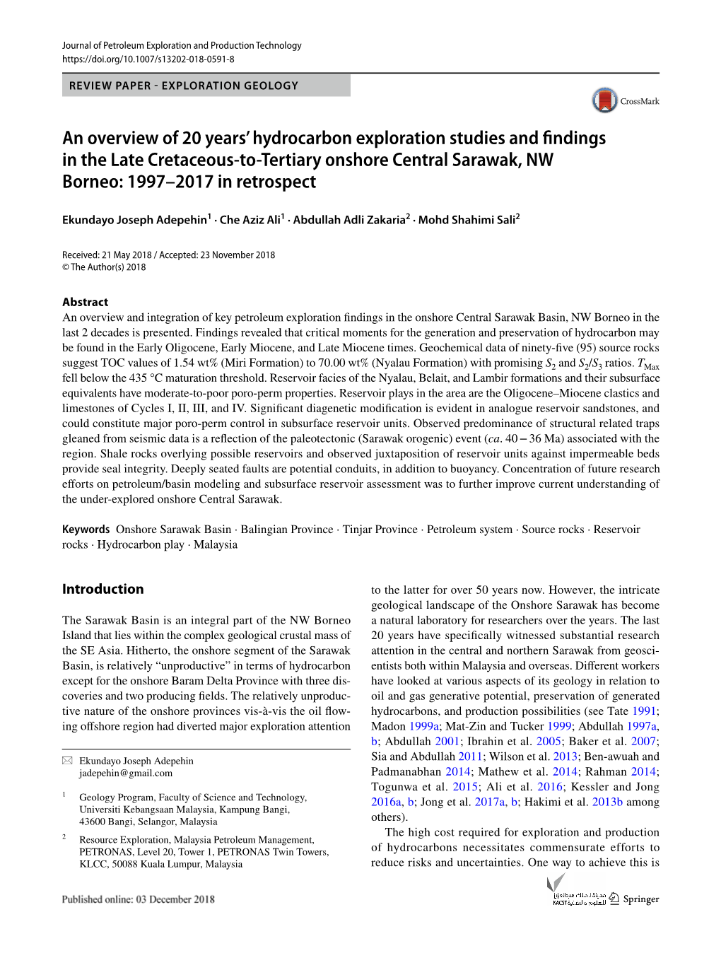 An Overview of 20 Years' Hydrocarbon Exploration Studies and Findings In