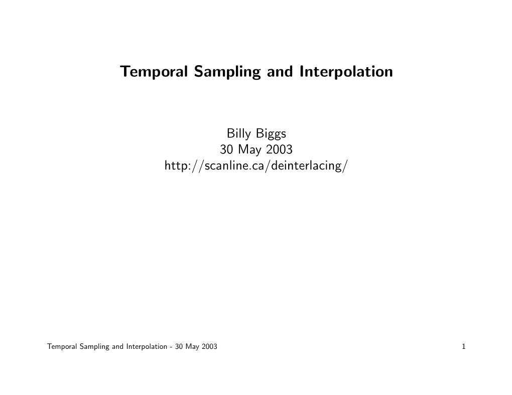 Temporal Sampling and Interpolation